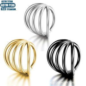 F36 Titanium Hinge Nose Ring Five-layer Separate Piercing Ear Ring Earrings Seamless Open Ring Conch Piercing Ear Ring Female