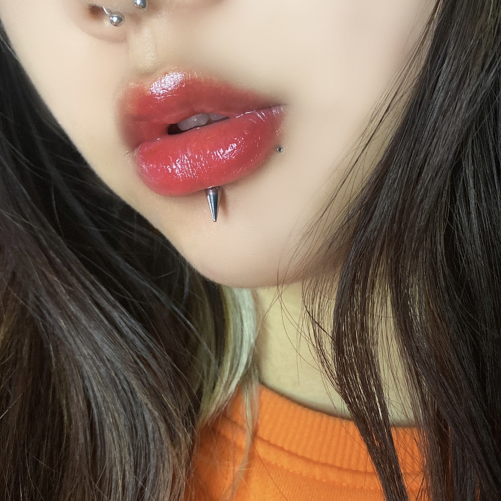 Stainless Steel Lip Labret Stud 16mm Bar Length 1.2mm Thickness Hot Girl Lip Ring for Women - Image 2