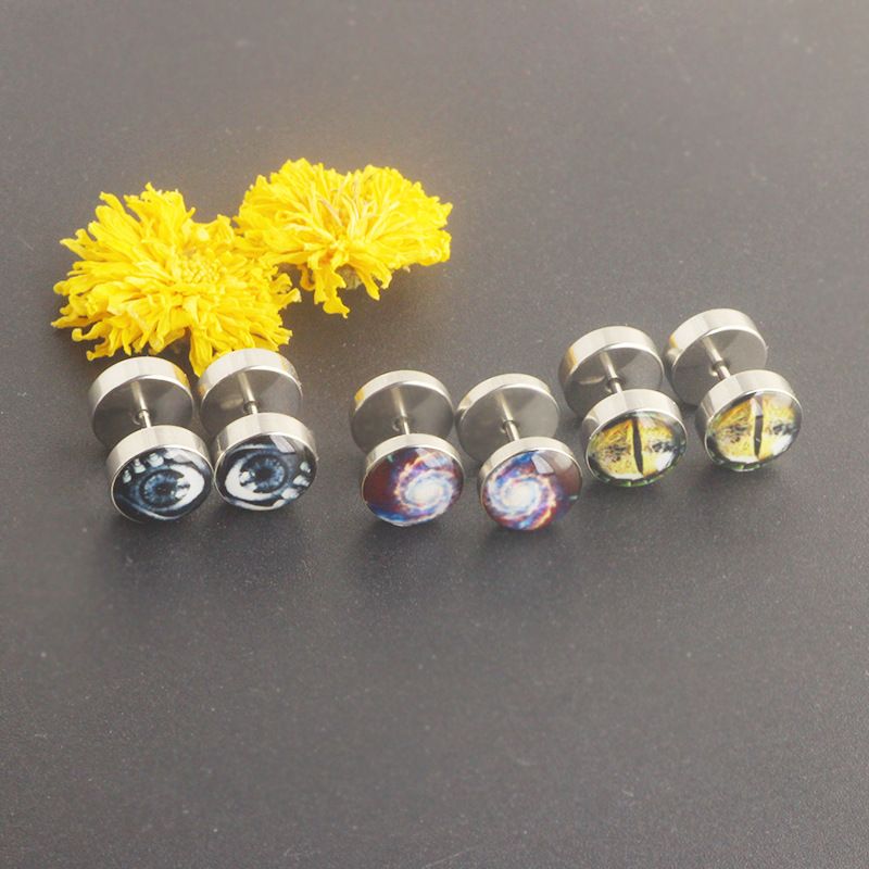 316L Surgical Steel Dumbbell Earrings Black Street Trendy Korean Fashion Barbell Earrings - Image 5