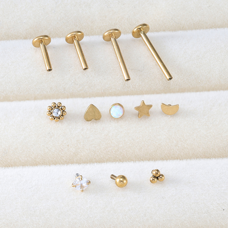 6-12mm Stainless Steel Internally Threaded Lip Studs and Ear Bone Studs with Multiple Replacement Heads - Piercing Jewelry - Image 4