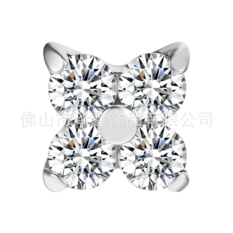 Zesen F136 Titanium Alloy Ear Nail Four-leaf Clover Petals with 5A Zircon Lip Nail G23 Titanium Ear Bone Nail Human Puncture - Image 5