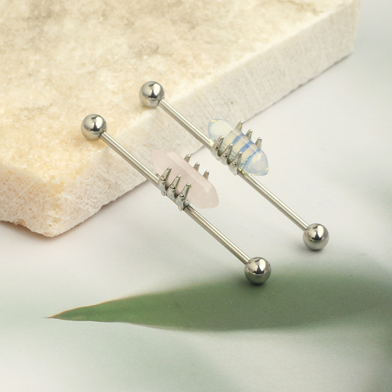 Stone Clasp Industrial Earring Stainless Steel Transparent Palm Earring Ear Bridge Jewelry - Image 2