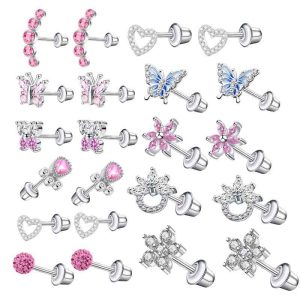 Stainless Steel Micro Inlaid Zircon Star Butterfly Ear Bone Nail Thread Fashion Ear Stud Earrings Set