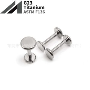F136 Titanium Internal Thread Flat Curved Labret Stud Ear Nose Lip Piercing Jewelry G23 Titanium Alloy