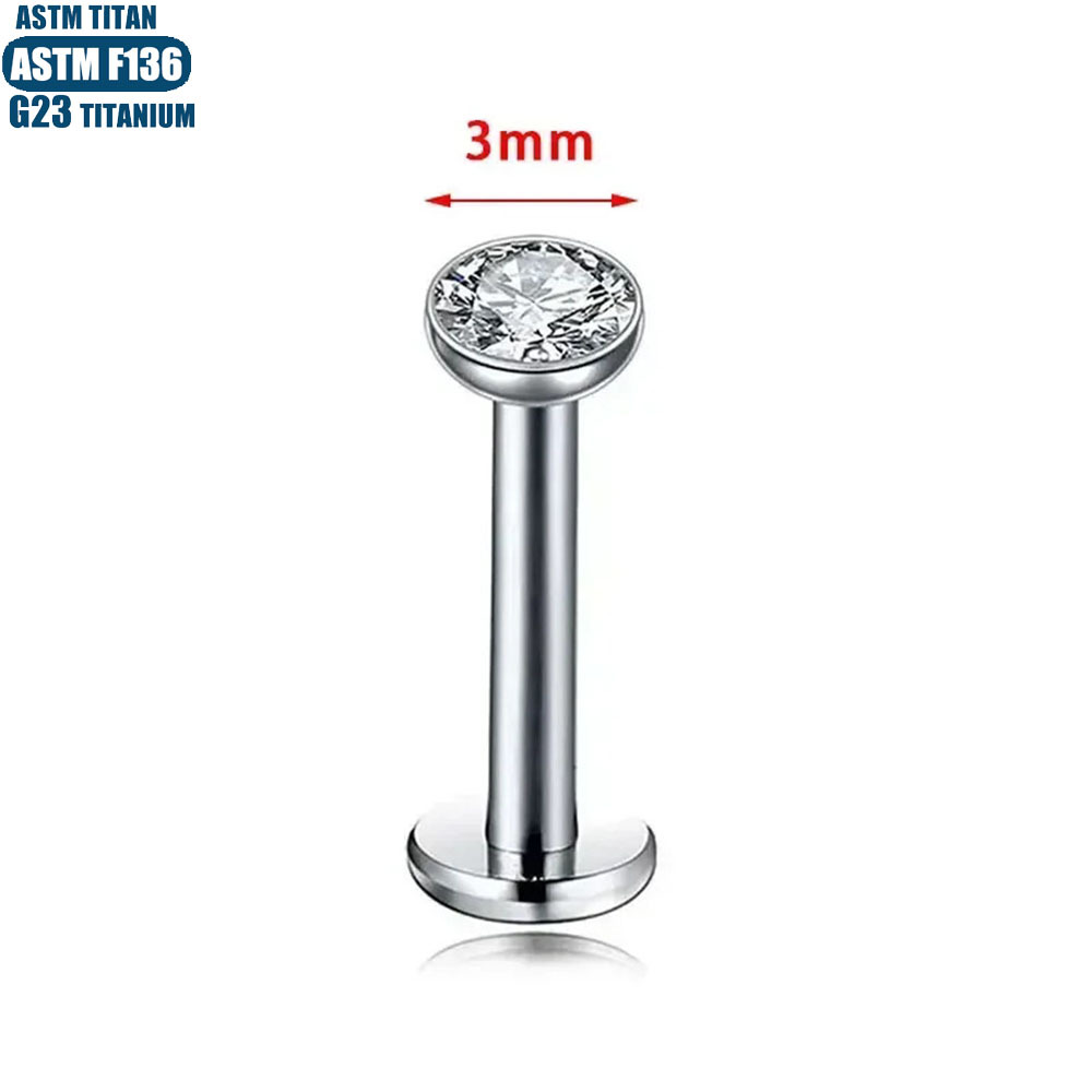 F136 Titanium Alloy Zircon Lip Nail Internal Spiral 16G Human Body Puncture Jewelry Ear Nail Diaphragm Earring - Image 4