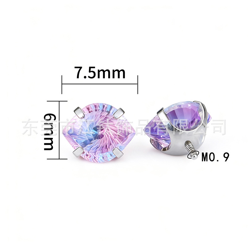 Jiangtai F136 Titanium Alloy Claw-Set Angel Eye G23 Body Piercing Jewelry Ear Stud Internal Thread Ear Bone Stud - Image 2