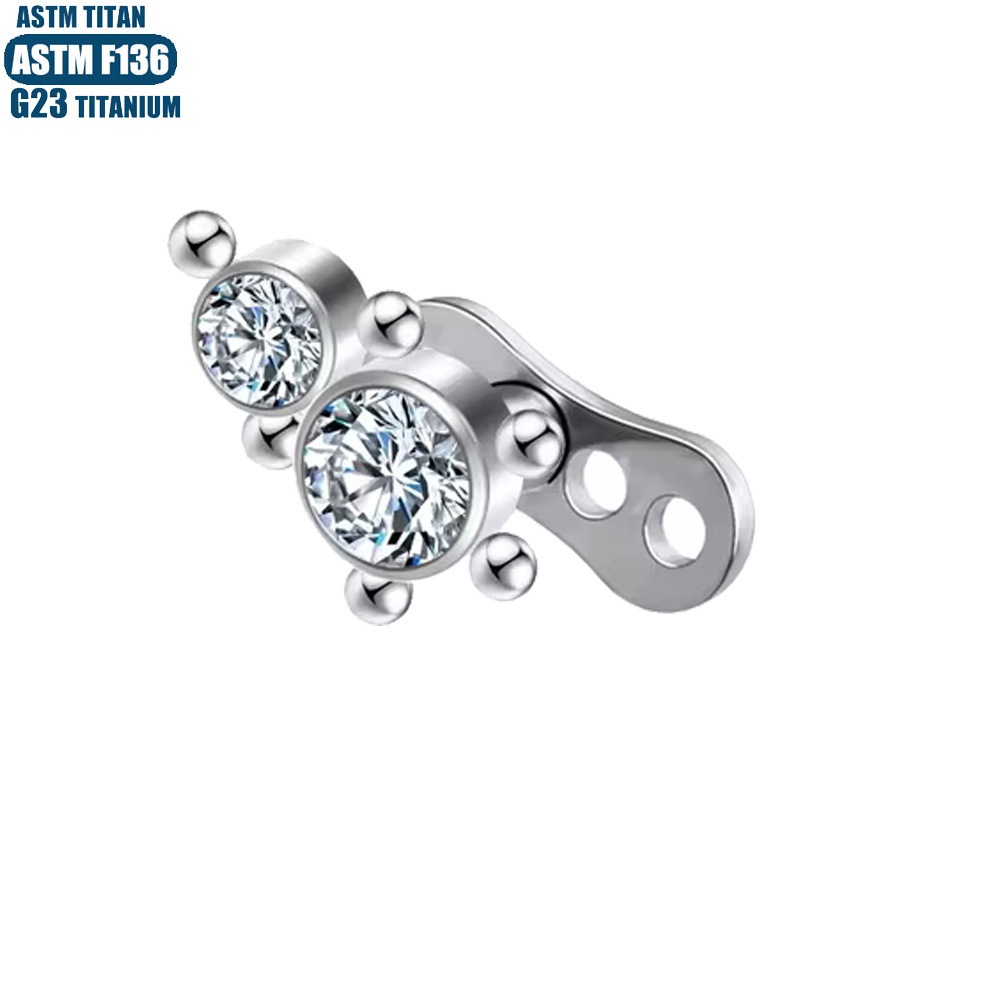 F136 Titanium Inlaid Zircon Nail with Base Solder Ball Internal Thread Piercing Jewelry Skin Grafting Bone Nail - Image 2