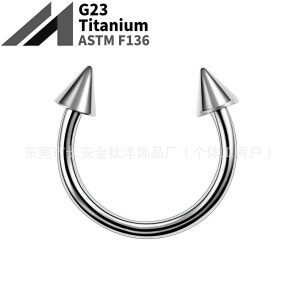 F136 Titanium Internally Threaded Devil Nose Ring Pointed Cone Septum Lip Ring G23 Titanium Alloy Piercing Jewelry Ear Stud