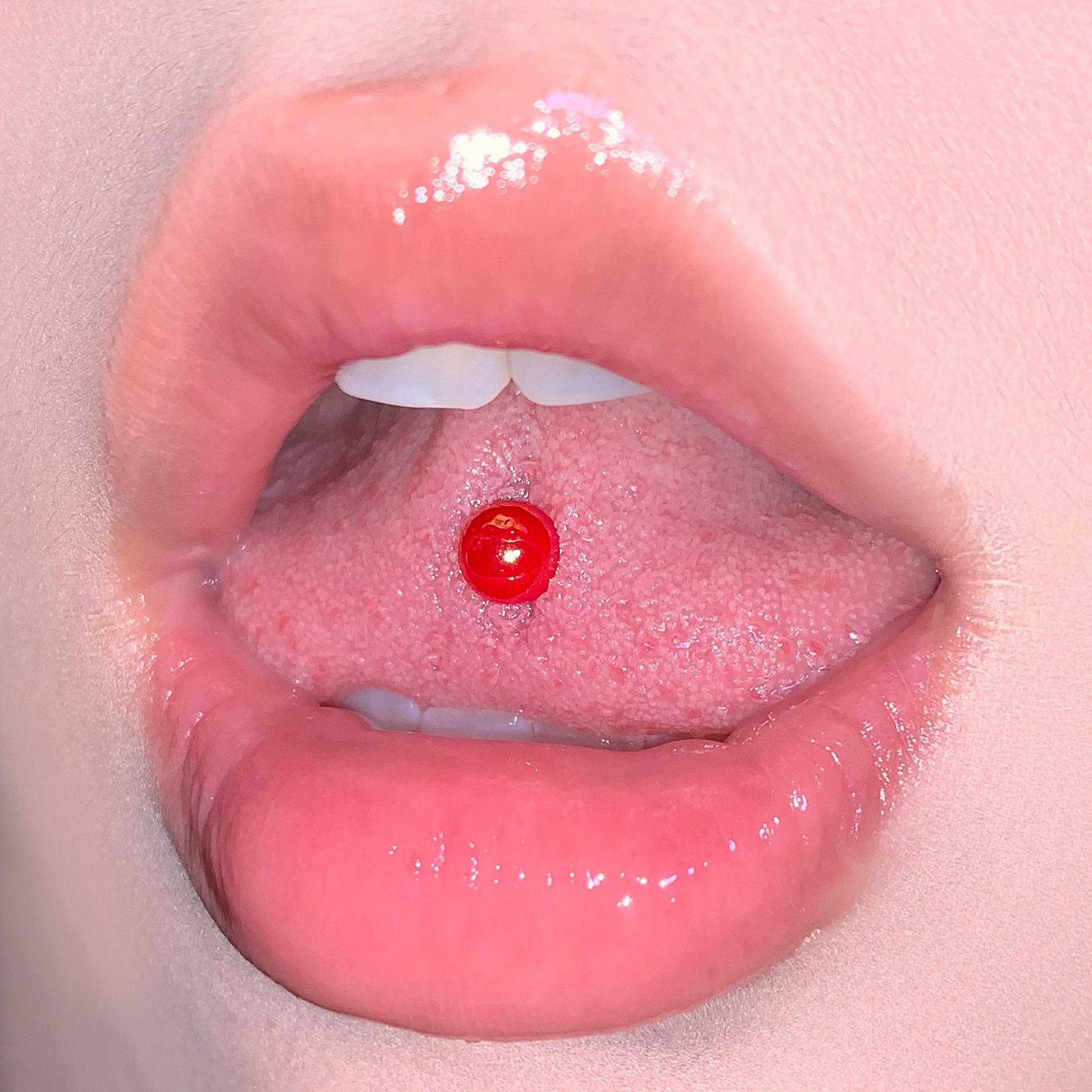 Purple Acrylic Ball Tongue Stud 316L Steel Titanium External Thread Tongue Ring Body Piercing Jewelry - Image 3