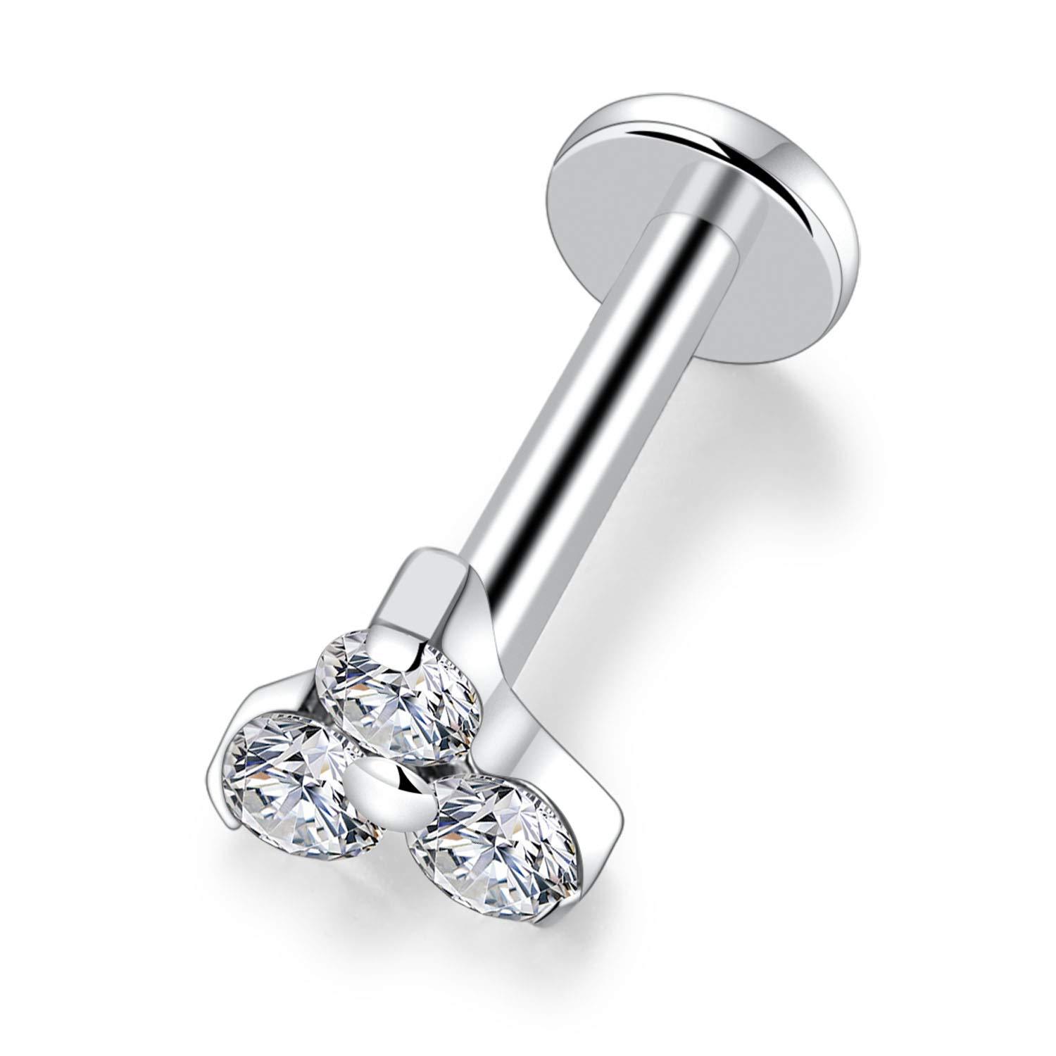 G23 Titanium Labret Stud Triangle Flower Zircon Ear Lip Barbell Internal Thread Piercing Jewelry - Image 5