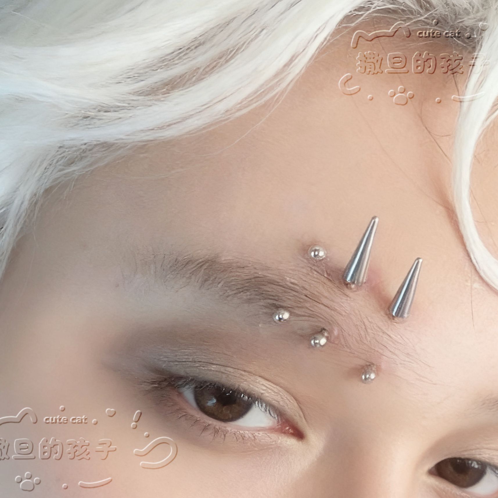 Satan's Children Leisurely Dancing Cranes Titanium Steel Eyebrow Studs Rock Spike Pointed Cone Curve Eyebrow Ring - Image 3