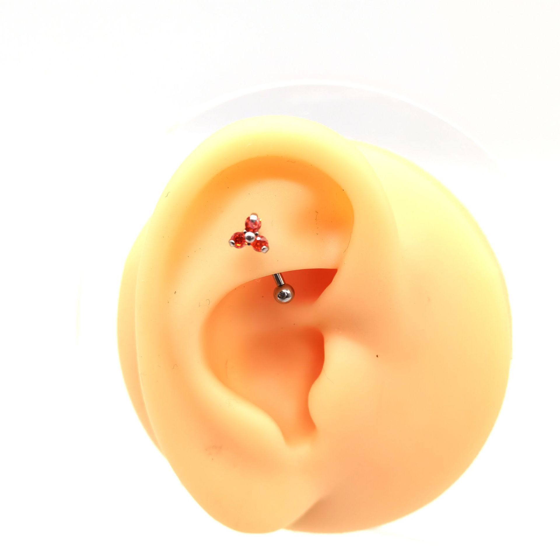 G23 Titanium Eyebrow Nail Triangle Flower Bag with Zircon Curved Rod Ear Bone Nail Lip Nail F136 Titanium Alloy Piercing Jewelry - Image 3