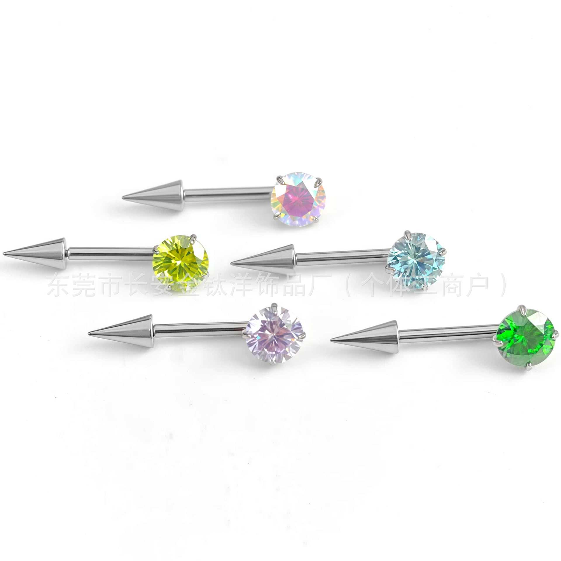 F136 Titanium Internal Thread Pointed Cone Zircon Tiger Nail Earrings G23 Titanium Alloy Body Piercing Jewelry Ear Bone Nails - Image 5