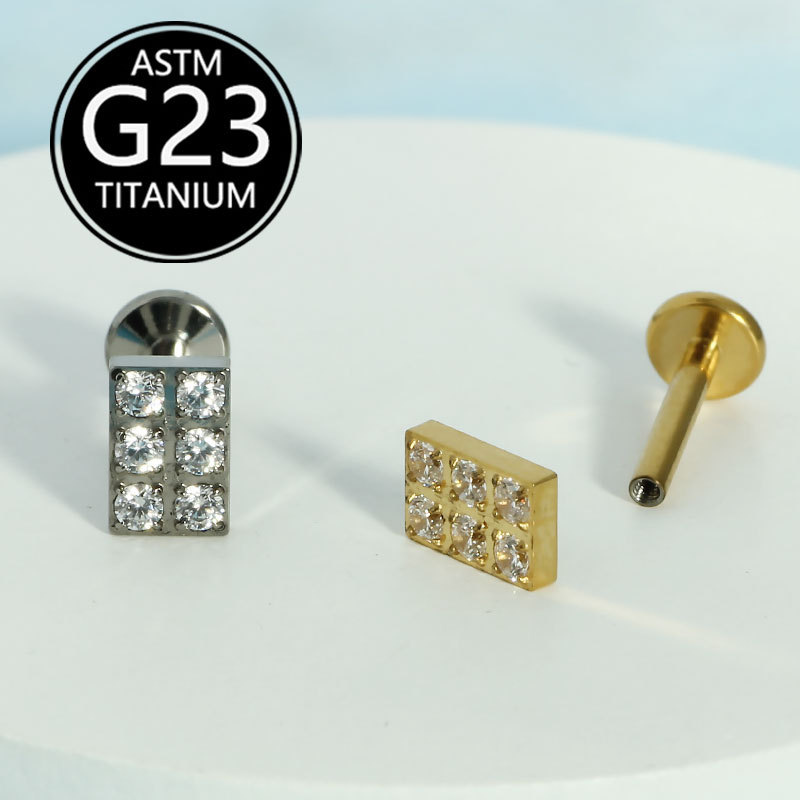 G23 Titanium Zircon Lip Stud Ear Bone Stud Body Piercing Jewelry 1.2mm Flat Back Stud Wholesale - Image 3