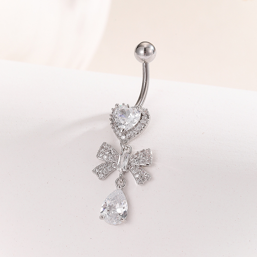 New Bow Zircon Navel Ring Belly Button Piercing Jewelry Online Wholesale Gold Copper - Image 3