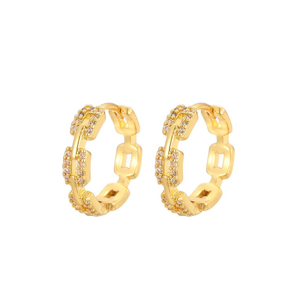 South Korea Fashion Simple Gold Geometric CZ Earrings for Women Light Luxury INS Style Temperament Ear Jewelry Wholesale - Image 5