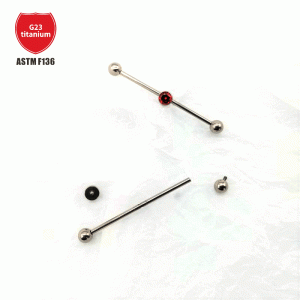 G23 Titanium Ear Bridge Barbell 14G Double Ear Holes Cylindrical Zircon Earrings Piercing Jewelry