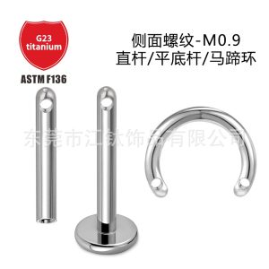 F136 Titanium Side Threaded Ear Bone Nail G23 Titanium Alloy Body Piercing Earrings