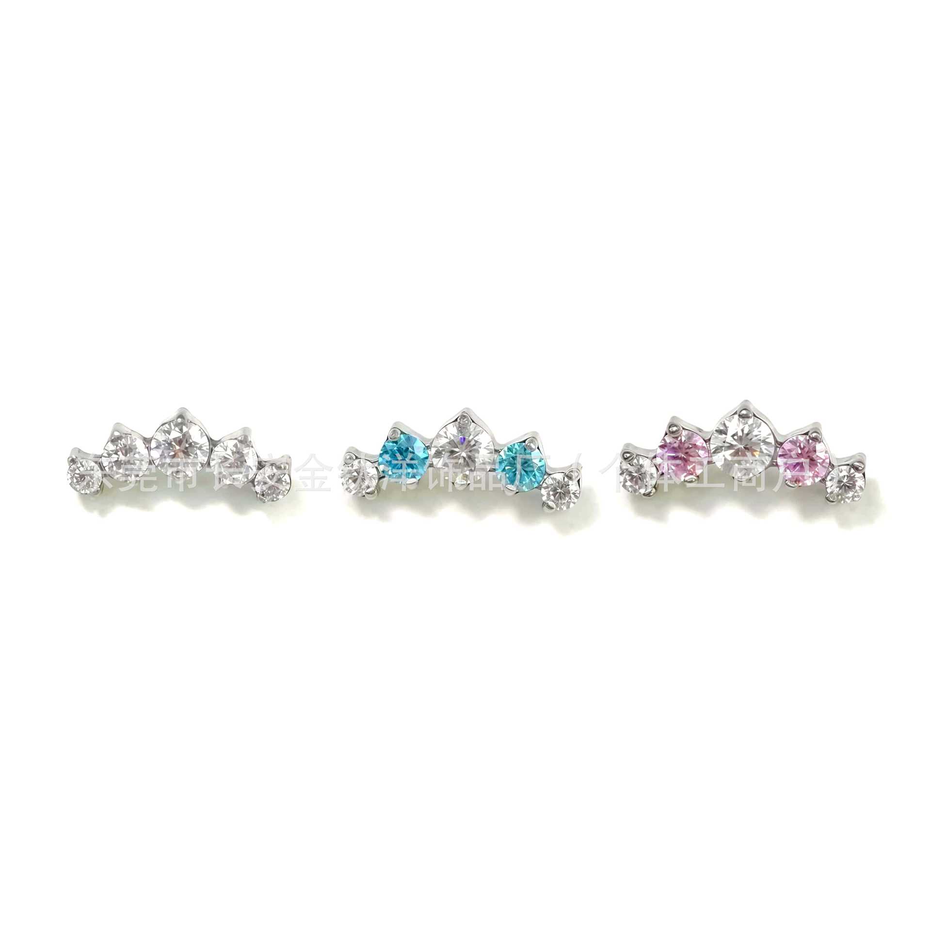 G23 Titanium Five-Link Zirconium Earrings with 5A Zircon Ear Bone Nails Piercing Jewelry - Image 3