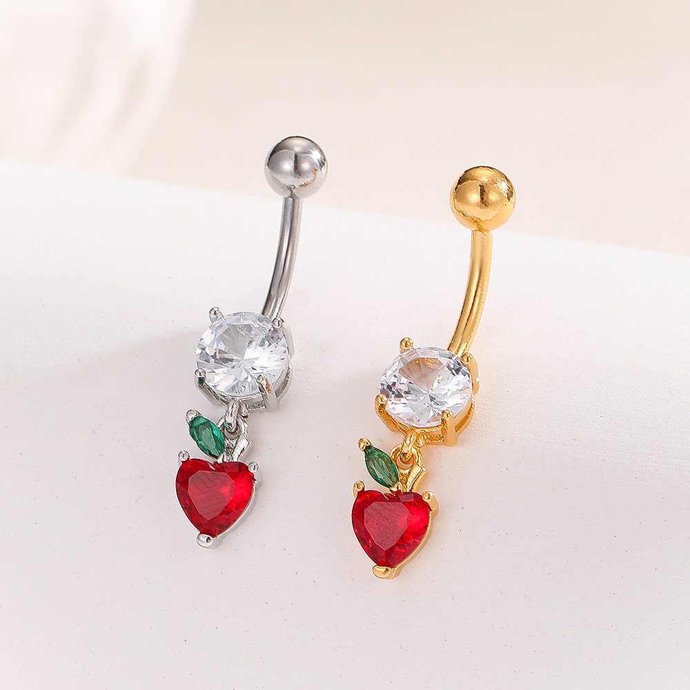 Geometric Fruit Grape Micro-Set Stone Navel Ring Copper Body Piercing Jewelry - Image 5
