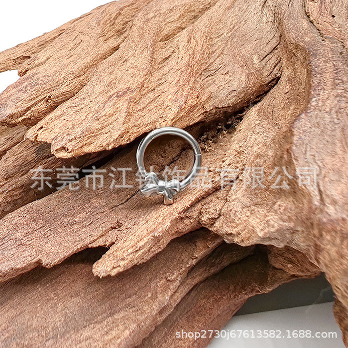 F136 Titanium Nose Ring Bow Earrings Fashion Seamless Ring G23 Titanium Alloy Body Jewelry - Image 3