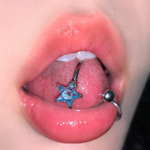 S-Shaped Star Tongue Ring 316L Surgical Steel External Thread Pink Piercing Jewelry