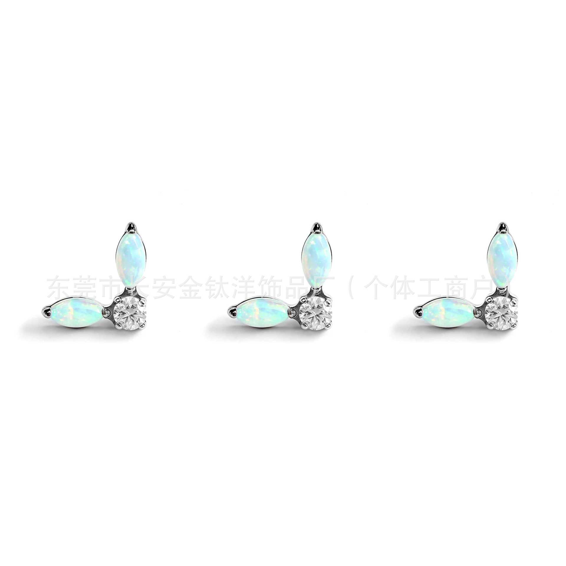 F136 Titanium Marquise Zircon Wing Earrings Lip Studs Nose Studs Ear Bone Studs G23 Titanium Alloy Body Piercing Jewelry - Image 3