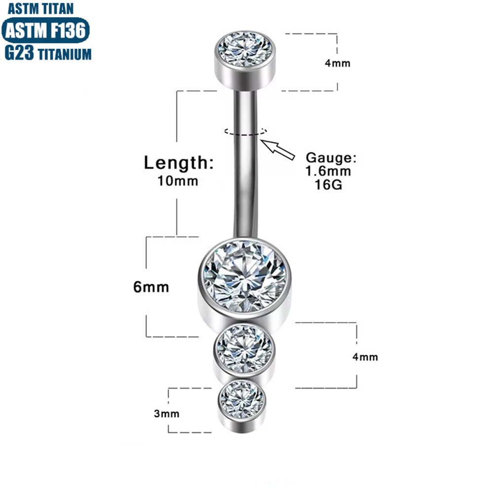 F136 Titanium Internally Threaded Dangle Belly Button Ring Simple Geometric Body Jewelry - Image 4