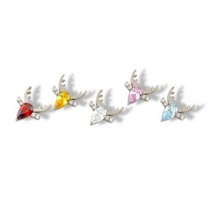 G23 Titanium Flash Zircon Elk Earrings - F136 Titanium Alloy Christmas Deer Stud Earring Replacement Head for Piercing Jewelry