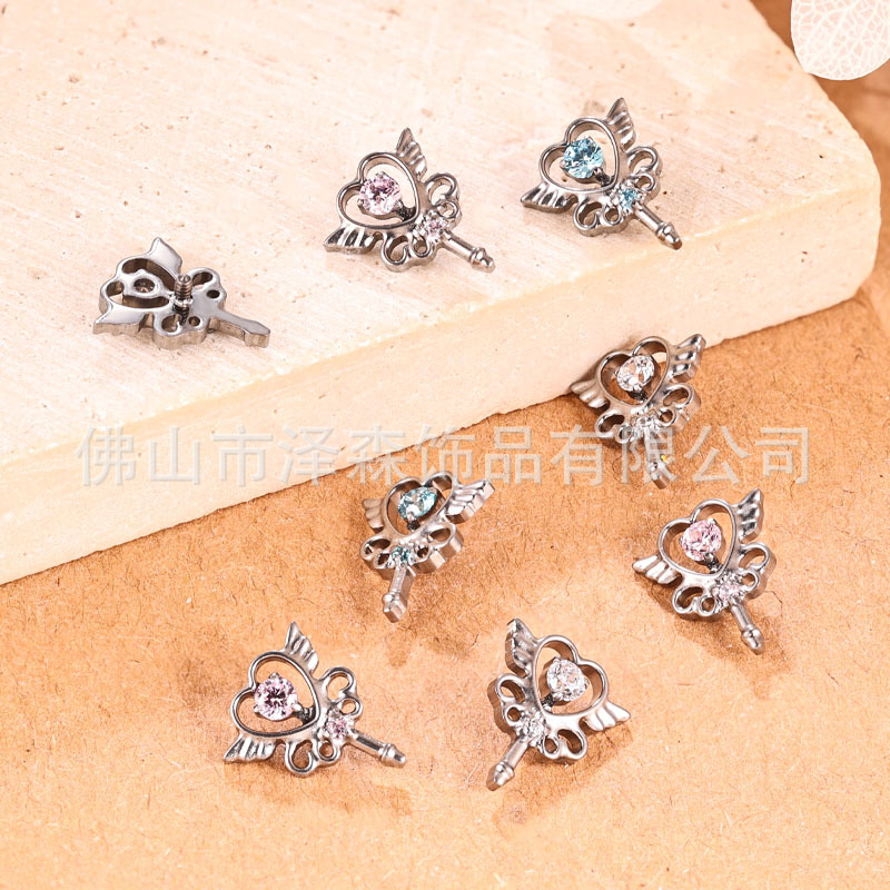 F136 Titanium Alloy Magic Wand Fairy Wand Earring - Ear Cartilage Lip Nail Tongue Piercing Jewelry Wholesale - Image 4