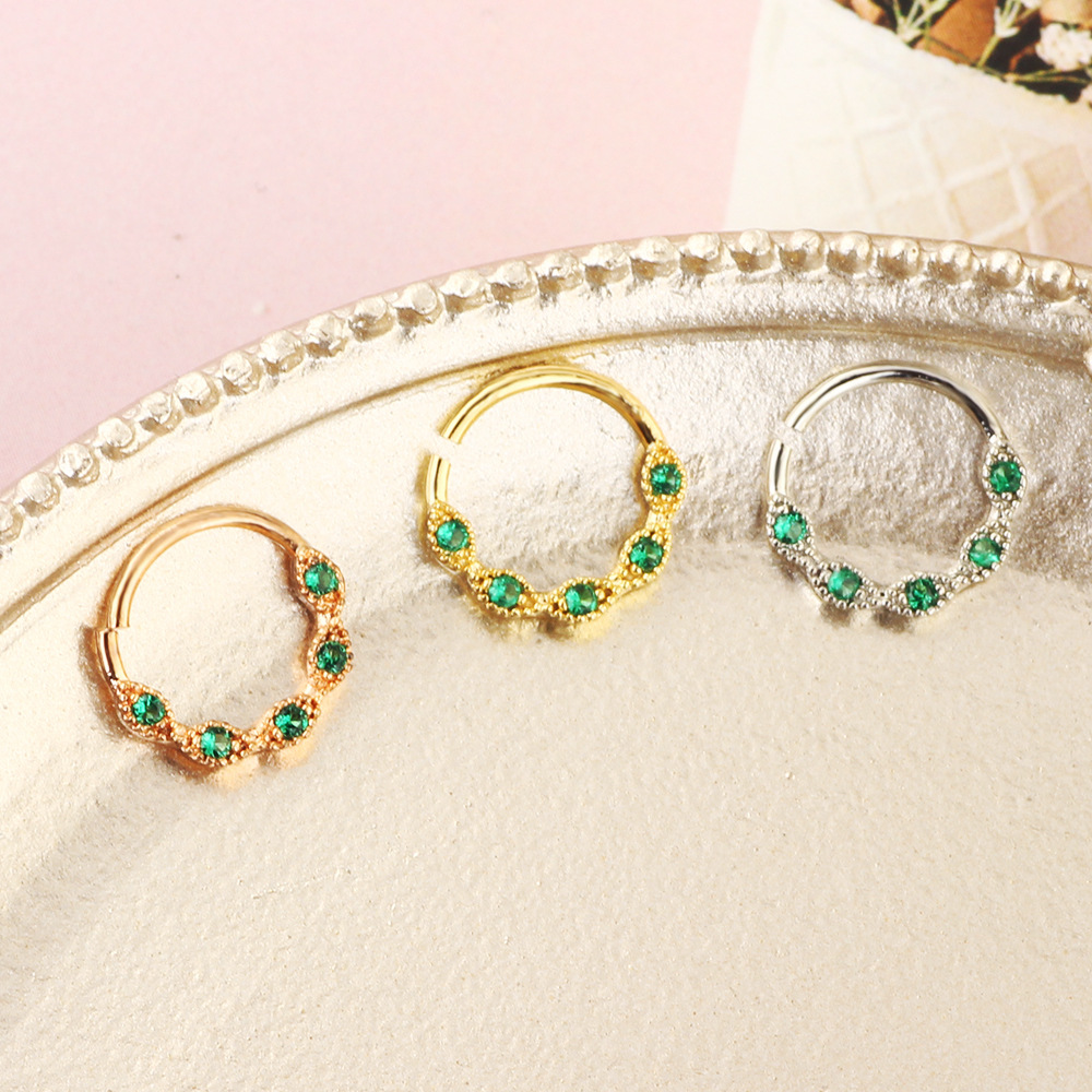 2021 Summer New Release 20G Zircon Rose Gold Nose Ring Fake Nose Piercing Leaf Tulip Daith Earring - Image 4