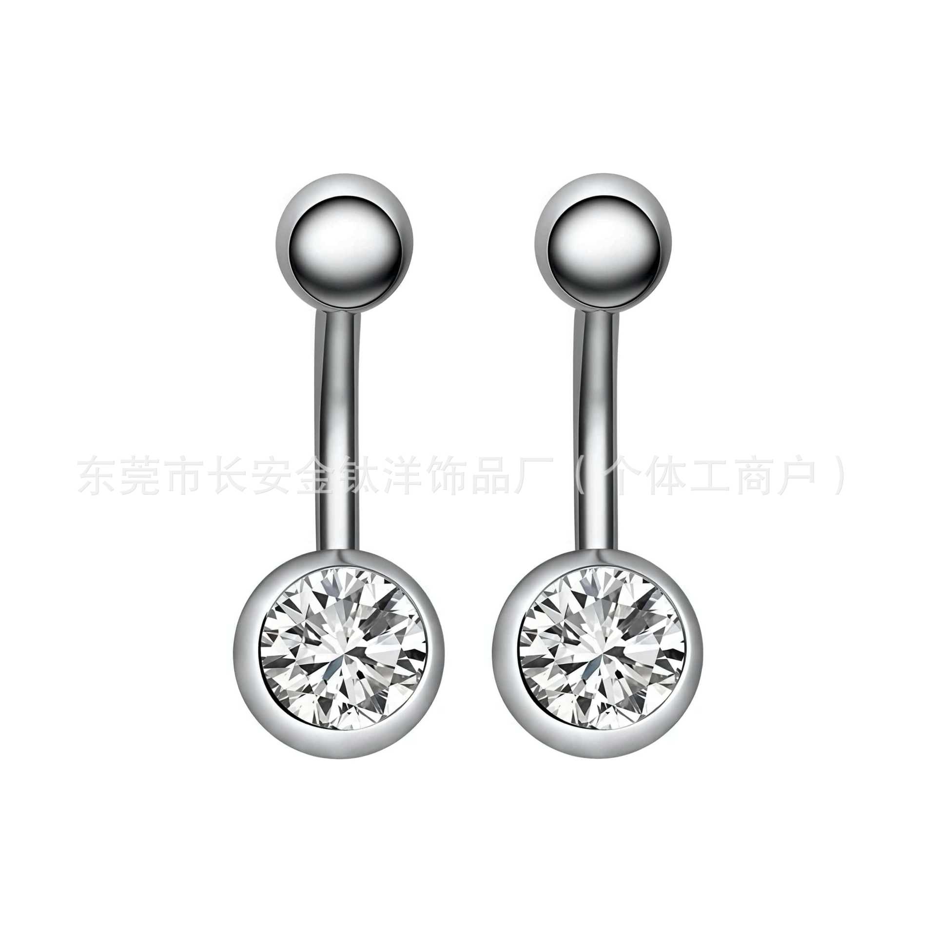 F136 Titanium External Thread Round Ball Single-Head Zircon Navel Ring - 1.6mm G23 Titanium Alloy Body Piercing Jewelry Belly Button Nail - Image 3