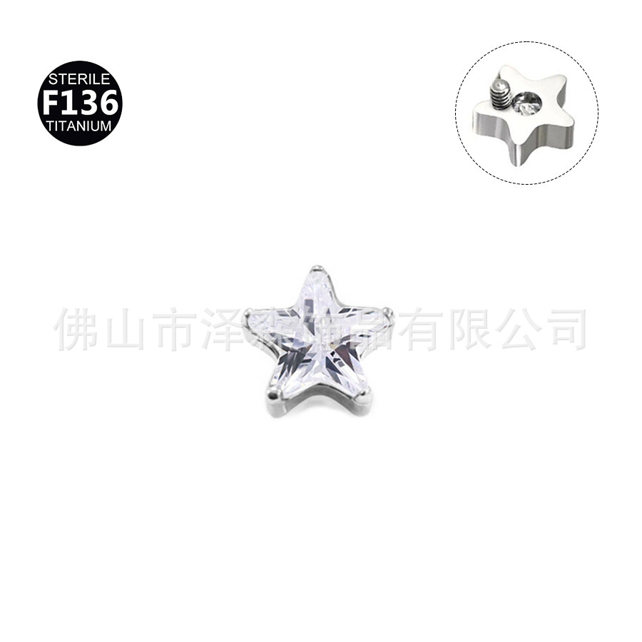 Zesen F136 Titanium Alloy 5A Zircon Star Ear Bone Nails Cochlear Nails Lip Nails Piercing Jewelry Earrings - Image 5