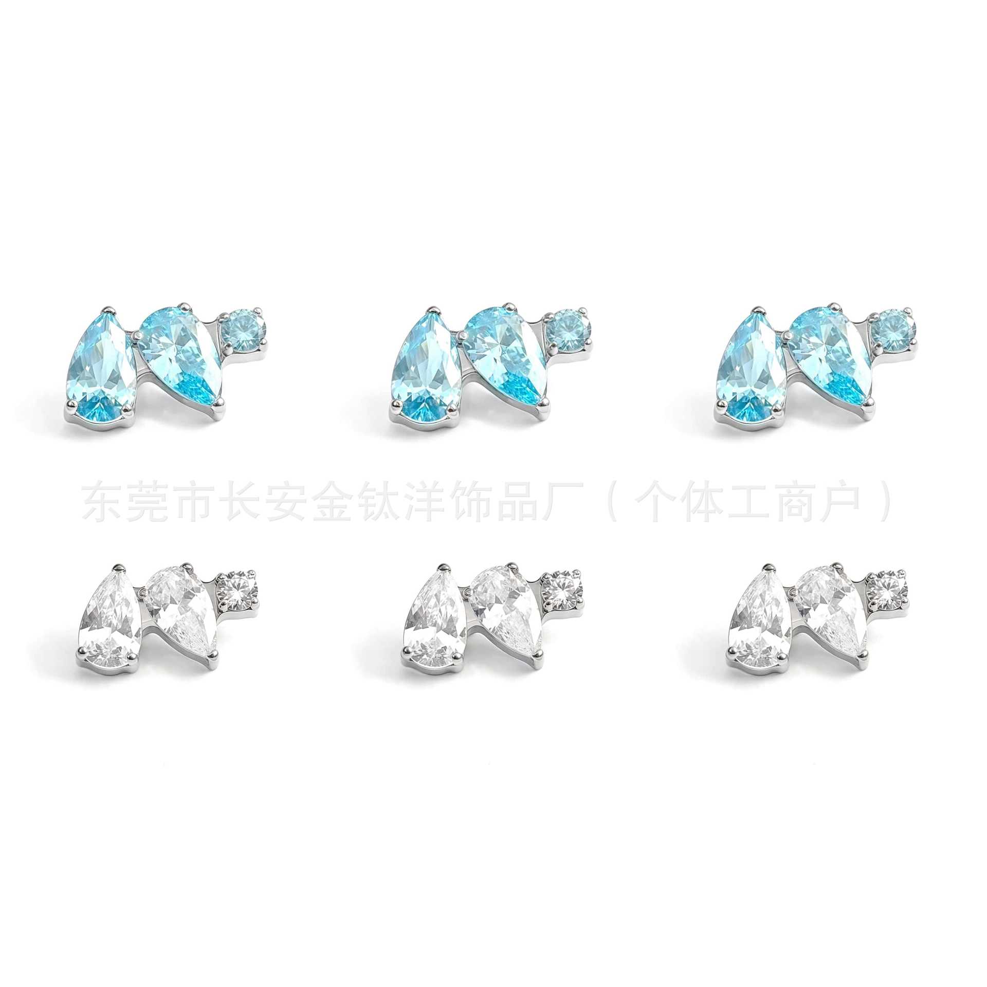 F136 Titanium Water Drop Earrings with Zirconia, Lip Studs, Nose Studs, Ear Studs, Ear Cartilage Studs, G23 Titanium Alloy Piercing Jewelry - Image 5