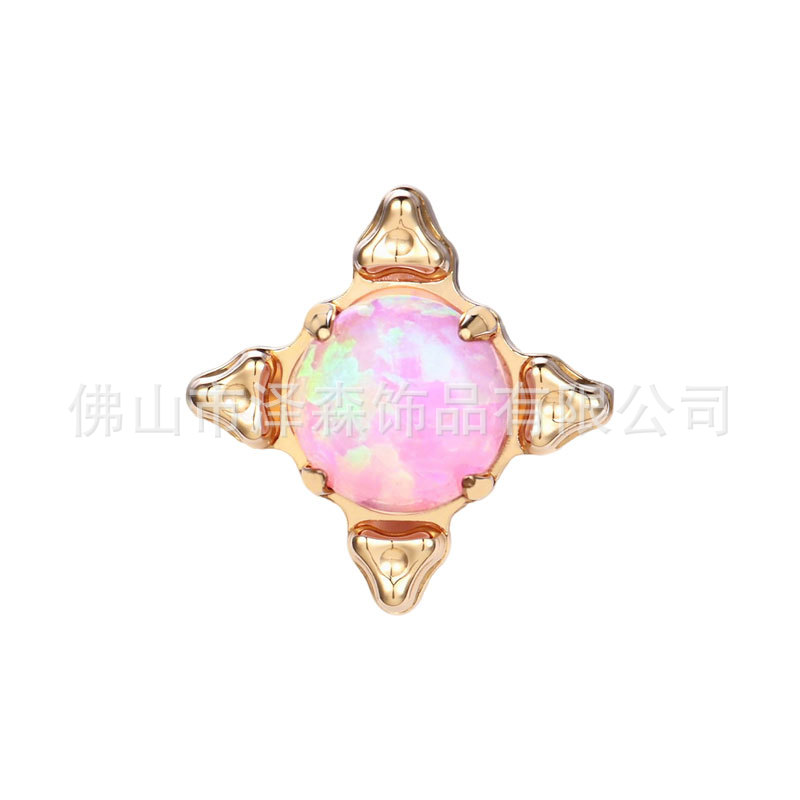 F136 Titanium Alloy Opal Square Earring Stud - Cartilage, Nose, Lip, Ear Piercing Jewelry - Image 5