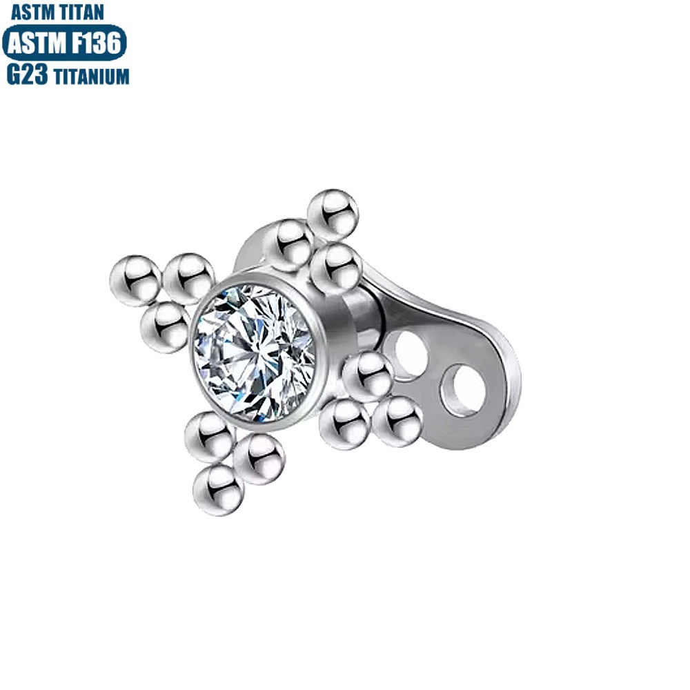 F136 Implant Grade Titanium Alloy Buried Bone Nail with Zircon Welding Ball Internal Thread Piercing Jewelry for Human Body - Image 2