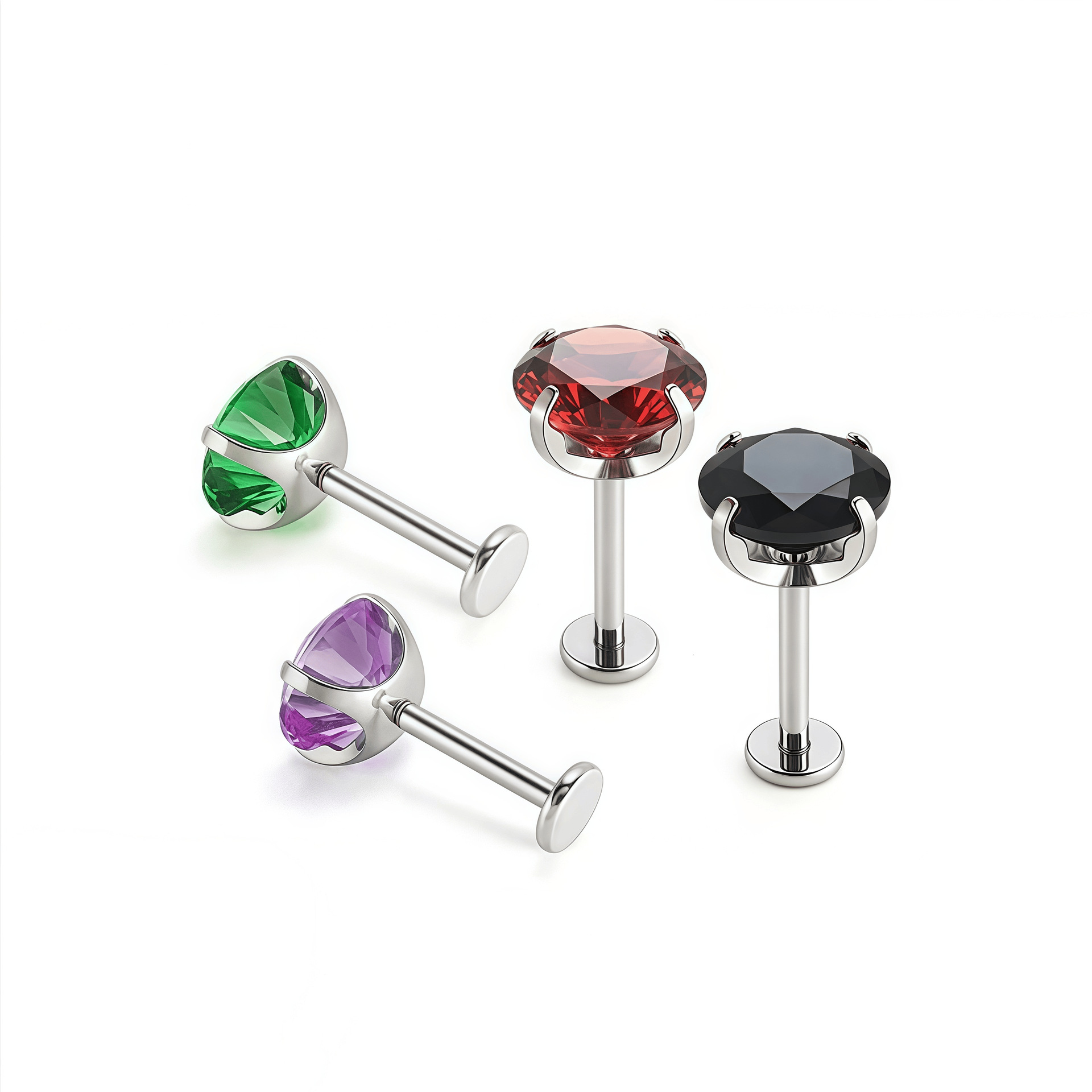 ASTM F136 Titanium Round Bottom Claw with Zircon Ear Bone Nail Lip Nose Nail Earring G23 Titanium Alloy Piercing Jewelry - Image 5