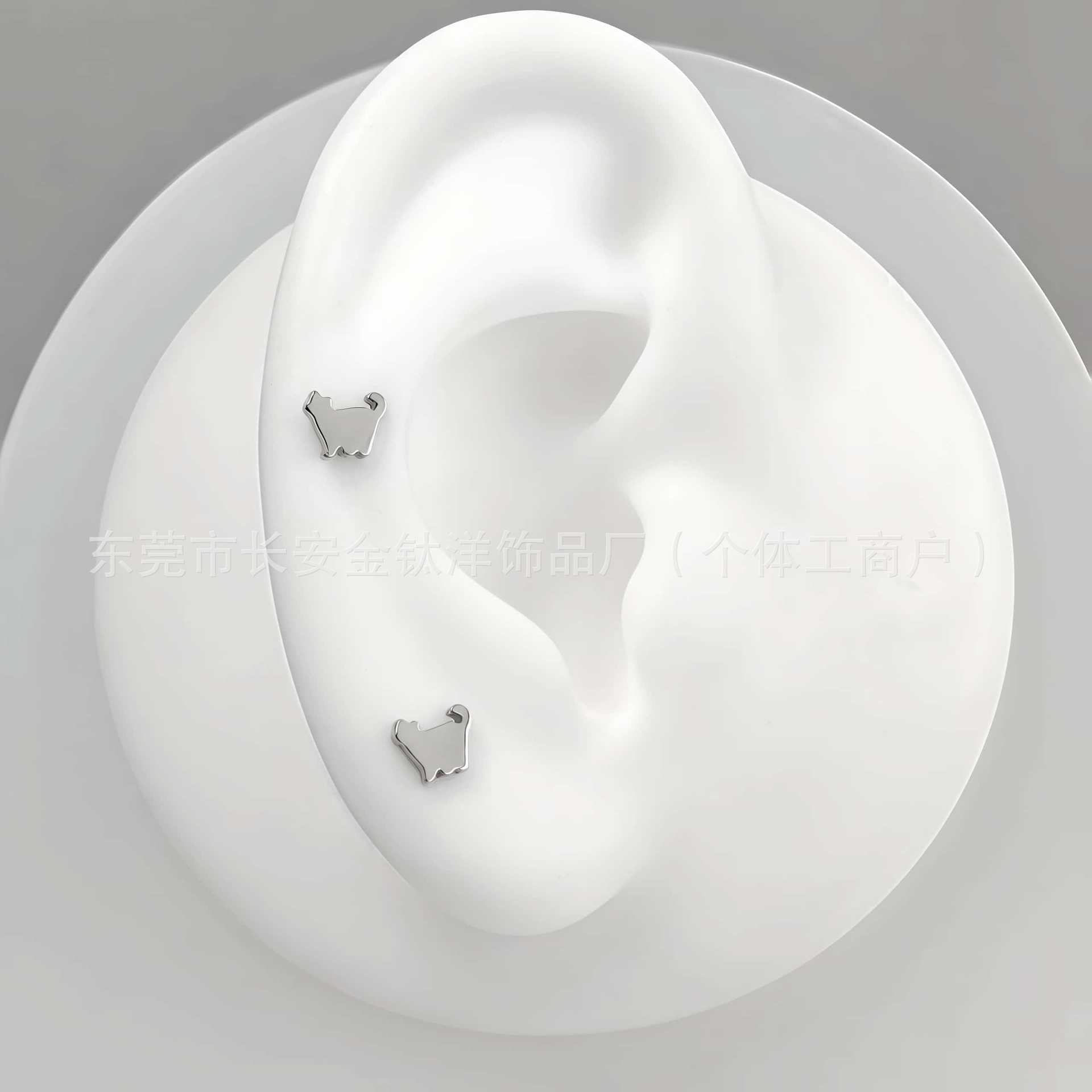 F136 Titanium Cute Chubby Cat Kitten Earrings Cat Lip Studs G23 Titanium Alloy Body Piercing Jewelry Ear Cartilage Studs - Image 4