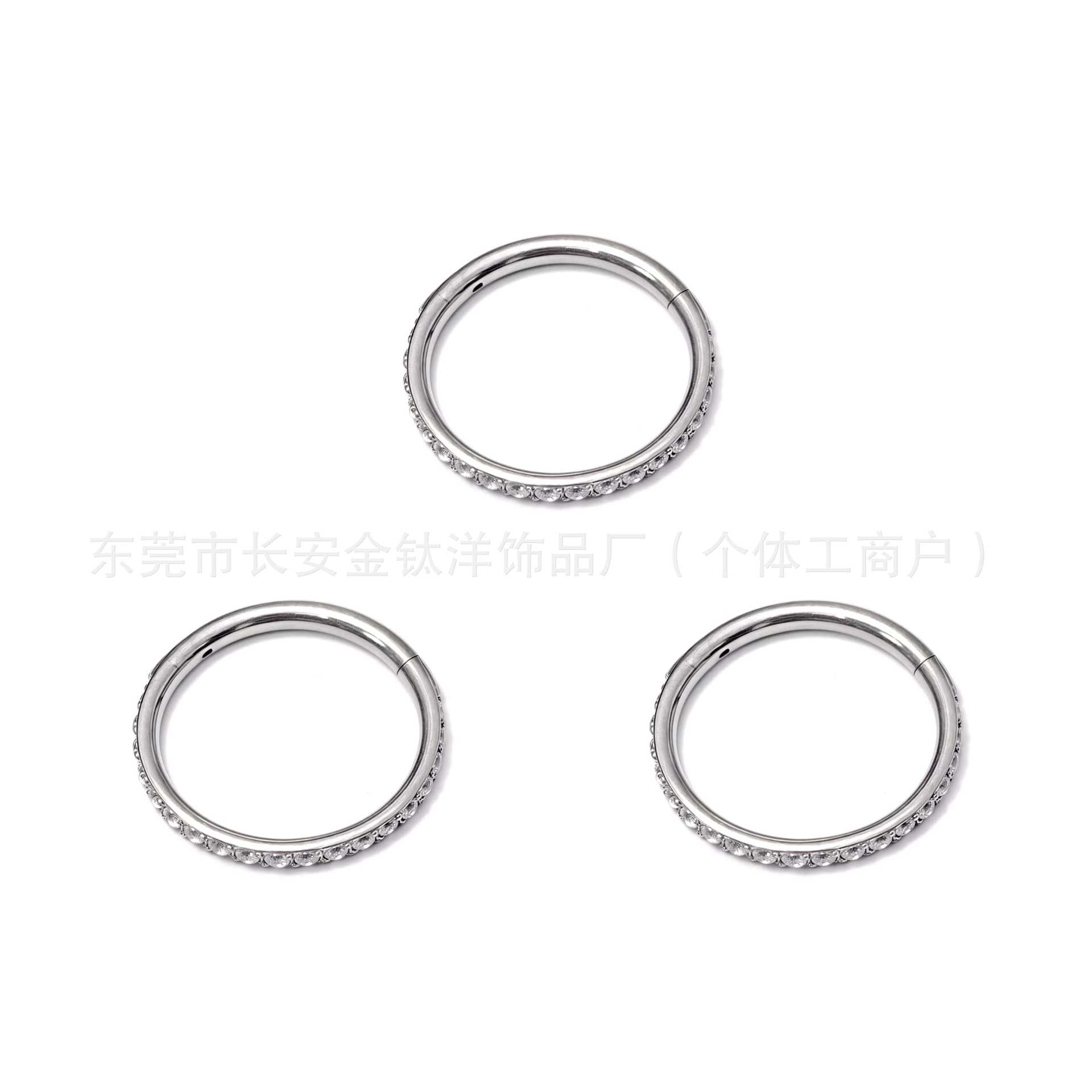 F136 Titanium Side Half-Set Diamond Closed Ring Seamless Ring Lip Ring Nose Ring Earrings G23 Titanium Alloy Piercing Jewelry - Image 2