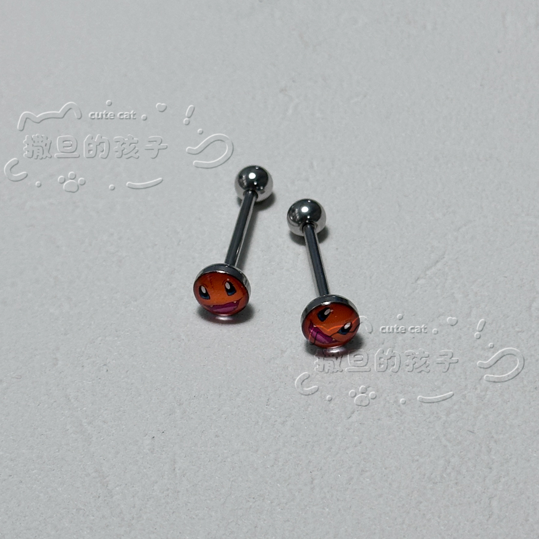Satan's Child Pokemon Charmander Tongue Nail Drinkable Cute Piercing Jewelry New 2025 Summer 316L Surgical Steel - Image 3