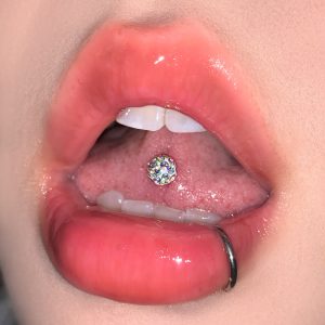 Purple Mud Ball Tongue Barbell 316L Surgical Steel Externally Threaded 20mm Length 1.6mm Thick Drinkable Trendy Piercing Jewelry for Women