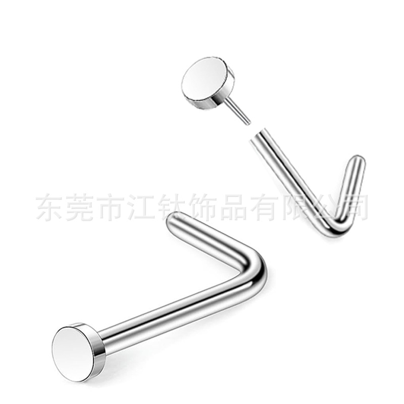 F136 Titanium Nose Nail Pin Flat S Rod Nose Ring G23 Titanium Alloy Body Piercing Jewelry - Image 3