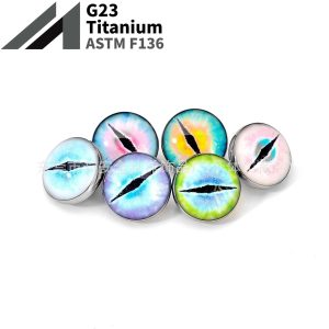 F136 Titanium Gradient Oil-Drip Cat Eye Lip Ring, Tongue Ring, Earring - G23 Titanium Alloy Body Piercing Jewelry