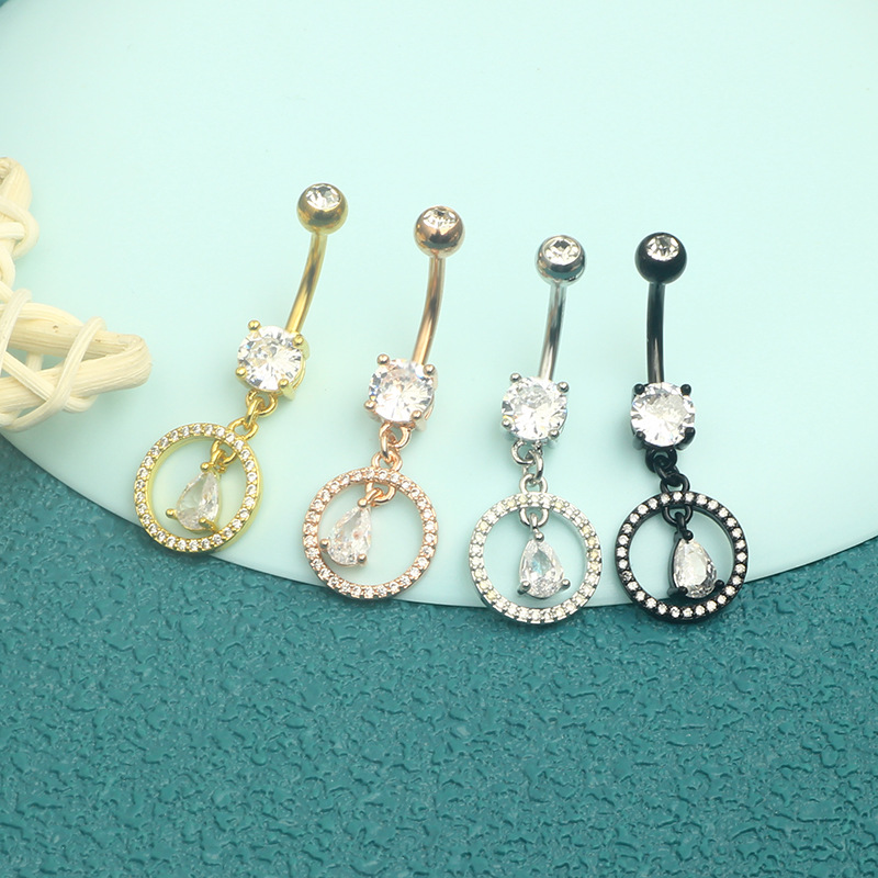 Heart Shape Zircon Belly Button Ring 316L Surgical Steel Navel Piercing Jewelry Wholesale Black - Image 2