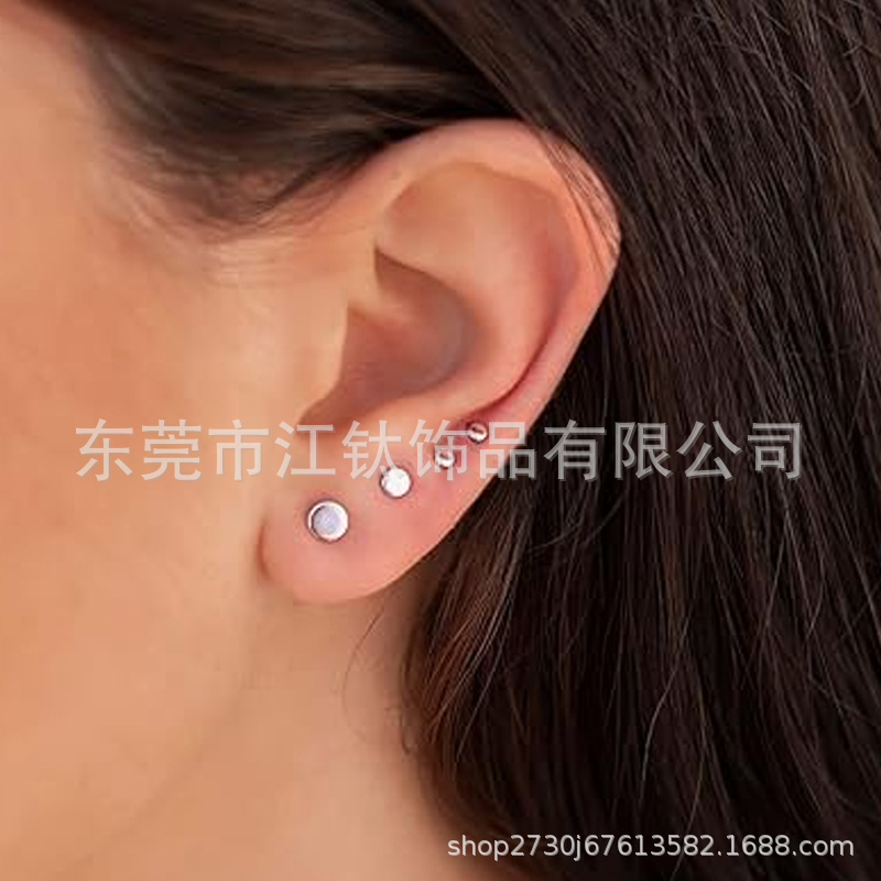 G23 Titanium Round Cake Earring Punk Rock Dumbbell Flat Ear Bone Nail Piercing Jewelry - Image 4