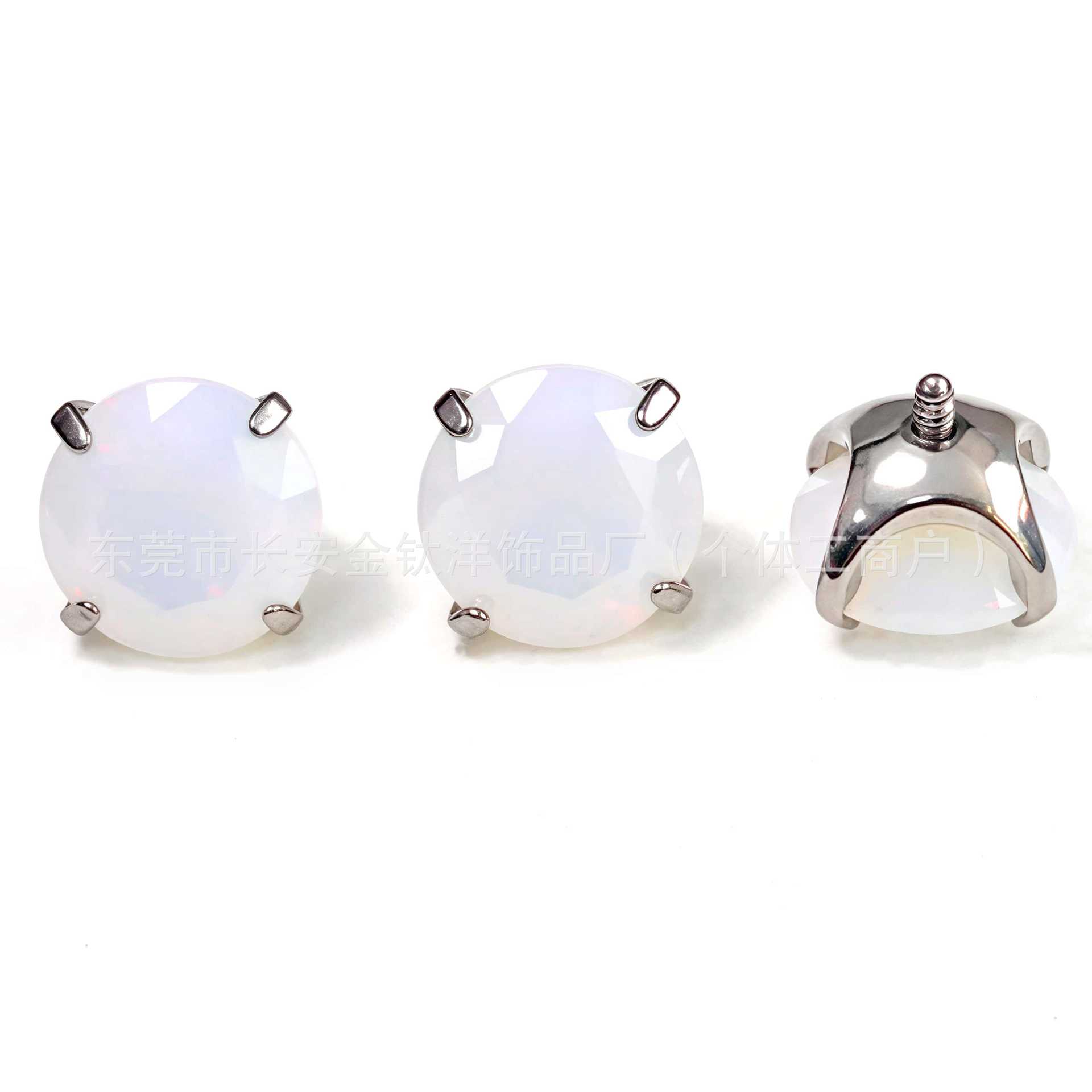 F136 Titanium Round Base Inlaid 7A Opal Lip Labret Stud Ear Cartilage Piercing Jewelry - Image 2