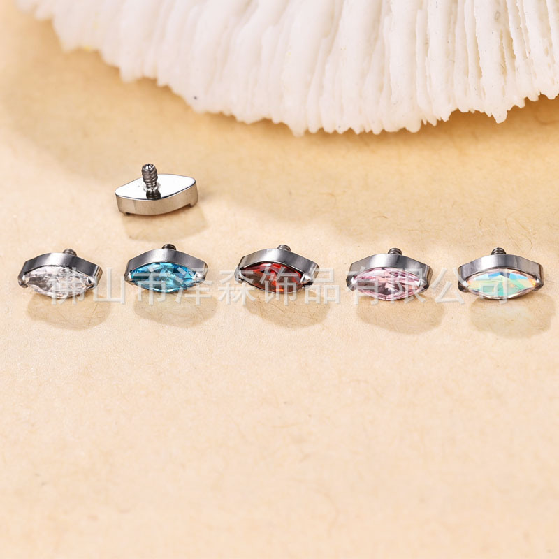 F136 Titanium Alloy Ear Piercing Jewelry Marquise CZ Ear Bone Stud G23 Titanium Zircon Lip Stud Body Jewelry - Image 3