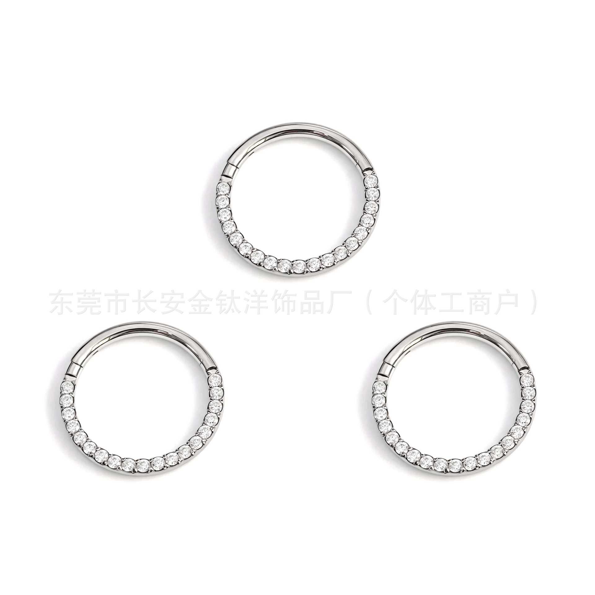 F136 Titanium Half-Studded Diamond Closed Ring Seamless Hoop Earrings Nose Ring Lip Ring Piercing Jewelry - Image 2