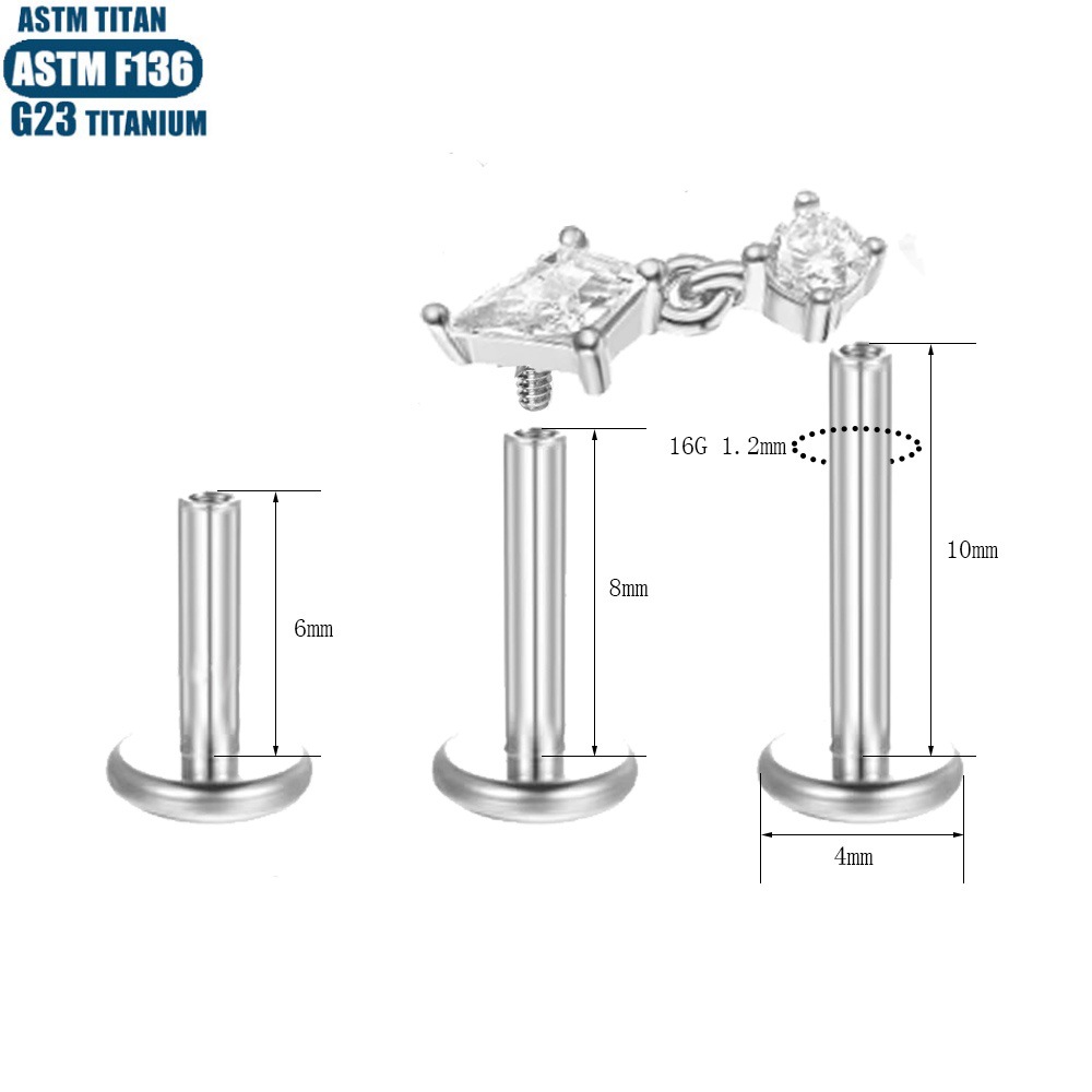 Titanium Alloy Gold Diamond Inner Tooth Thread Lip Ring Earring Piercing Jewelry Lip Stud - Image 4