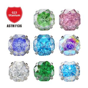 G23 Titanium Bouquet Zircon Ear Bone Nail Cochlear Stud Earring - ASTM F136 Body Piercing Jewelry